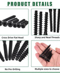 50 Pcs Highpoint Confirmat Screws Flat Head Countersunk Black Zinc Plated Furniture Connectors M7 x 40mm displayed on hand
