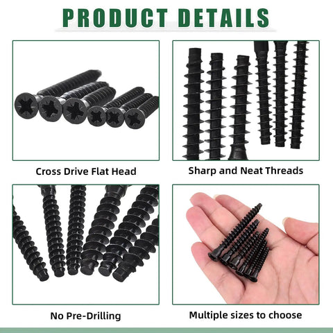 50 Pcs Highpoint Confirmat Screws Flat Head Countersunk Black Zinc Plated Furniture Connectors M7 x 40mm displayed on hand