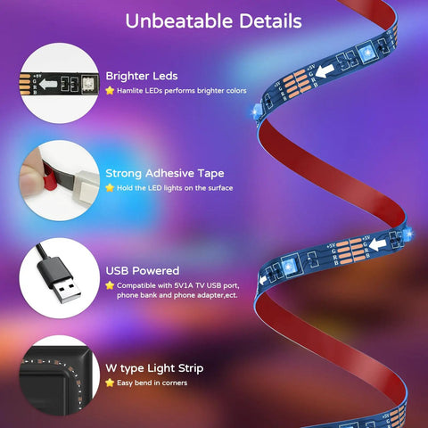 Dope LED Backlight Kit For 70 To 85 Inch TVs with brighter LEDs, strong adhesive tape, USB powered feature, and W type strip.