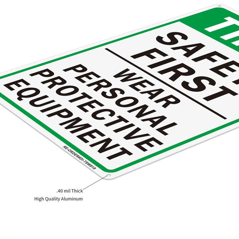 Heavy Hitter Aluminum Ppe Sign Two Pack Ten By Fourteen Inches Reflective Personal Protective Equipment Display Rock Solid For Industrial Sites And Outdoor Areas Built To Withstand Sun And Rain Damage