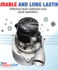 Beefy 120V 1200W 2 Stage Central Vacuum Motor With High Suction Tangential Bypass Discharge Blower shown in detailed view