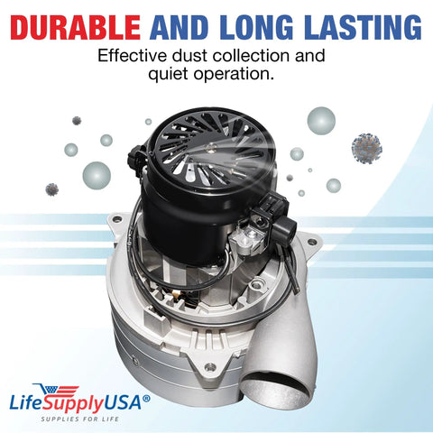 Beefy 120V 1200W 2 Stage Central Vacuum Motor With High Suction Tangential Bypass Discharge Blower shown in detailed view