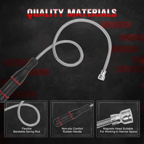 Flexible Magnetic Pickup Tool Set Two Pack With 21 Inch Bendable Magnets Powerful Magnetic Grabbers For Reaching Car Keys Bolts Nuts And Screws Easy Auto Garage Tools Sweepers For Hard To Retrieve Items
