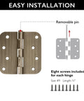 Built Thick Steel Interior Door Hinges Four Inch Antique Brass Finish Three Pack With Removable Pin For Smooth Daily Swinging And No Hassle Residential Installation showing removable pin and screws.