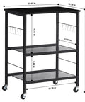 Real Deal Three Tier Rolling Cart With Smooth Ride Wheels For Kitchen Microwave Storage And Flexible Home Organization with dimensions 23.62 x 15.74 x 28.34 in.