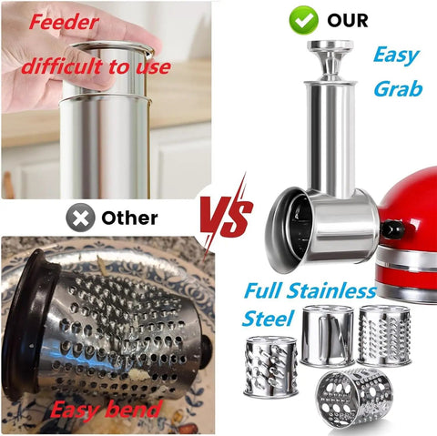 Comparison of Stainless Steel Slicer Shredder Attachment for KitchenAid Mixers Cheese Grater and Food Slicer