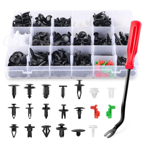 Hella Reliable 425 Piece Kit Car Push Retainer Clips And Auto Fastener Assortment in plastic case with extraction tool