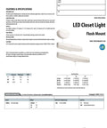 Technical specifications and images of LED Flush Mount Closet Light With Pull Chain 24 Inch White 1220 Lumens Energy Star Certified 4000K Ultra Bright Ceiling Fixture For Closets Garages Laundry Rooms.
