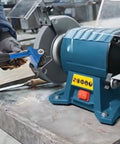 Top Shelf Seven One Half Inch Grinding Wheel Dresser With No Sweat Straight Handle in use on a bench grinder.