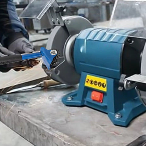Top Shelf Seven One Half Inch Grinding Wheel Dresser With No Sweat Straight Handle in use on a bench grinder.