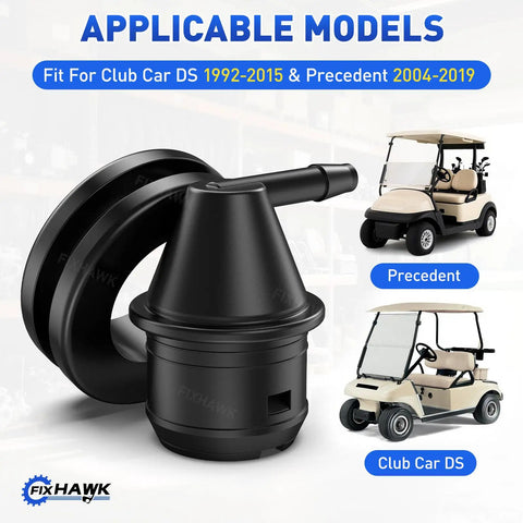 Gas Golf Cart Fuel Tank Vent Assembly With Insulator Grommet Repair Kit For Club Car DS 1992-2015 And Precedent 2004-2019 shown with golf carts
