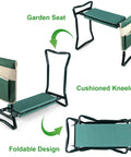 Foldable Garden Kneeler And Seat With Heavy Duty Steel Frame All In One Large Tool Pouch Wider EVA Foam Pad Easy Fold Design