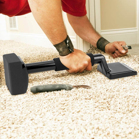 Carpet Knee Kicker 16.5 Inch For Low Pile And Flat Carpets, Light Duty Grip Tool in use on beige carpet for alignment