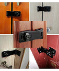 Two Pack Keyed Hasp Locks With Twist Knob For Small Doors And Cabinets, Stainless Steel Security Latches, Black Finish, Installed View