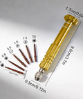 5 In 1 Multifunctional Mini Precision Screwdriver Pen With Magnetic Bits For Eyeglasses Sunglasses Electronics Cellphone Jewelry Includes 5 Micro Bits And Grab And Go Magnetic Repair Kit Golden with dimensions