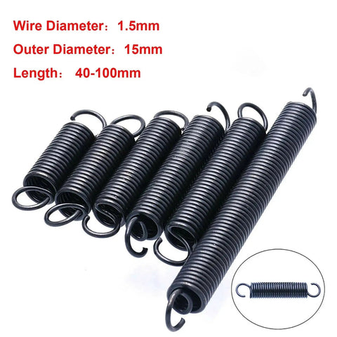 Heavy Duty 2 Pack Tension Springs With Open Hooks For DIY Projects And Repairs Featuring Tough Spring Steel, length 40-100mm.