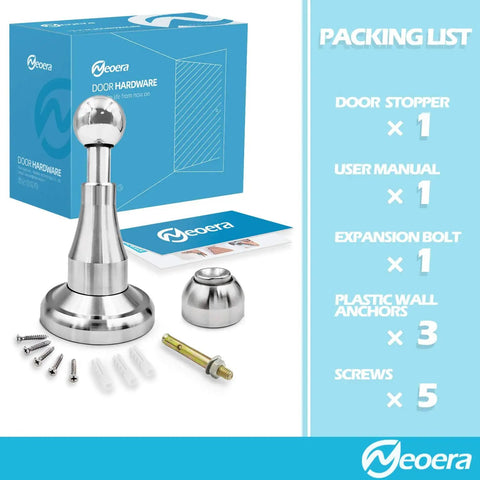 Magnetic Door Stopper With Hydraulic Shock Absorbent Tech, Soft Catch Magnetic Hold, shown with components and packaging