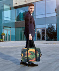 Man holding Alligator Pattern Travel Duffel Bag For Men And Women Waterproof Gym Bag Carry On Weekender Overnight Foldable 18L