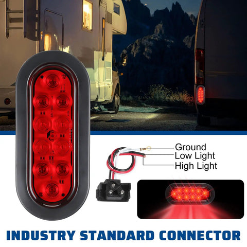 16 Pack 6 Inch Oval LED Trailer Lights Kit With 10 LED Stop Brake Turn Tail Lamps IP67 Waterproof Markers red light
