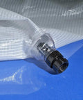 Roof Leak Diverter Bucket Kit For Quick Response And Real World Roof Leak Protection detailing hose connection on vinyl tarp