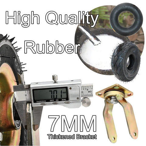 Beefy Heavy Duty Swivel Caster Wheels With Side Brakes Double Ball Bearing Rubber Wheels for durability, 7mm bracket