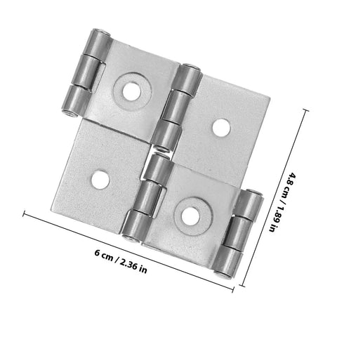 Double Spring Hinges Set Four Pcs With Dual Action Mechanism Iron Silver For Doors And Furniture 25mm Hole Spacing 4.3mm Pin Diameter