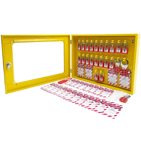 Heavy Duty Lockout Tagout Station Kit With Four Hasps Forty Tags Twenty Locks Numbered 1 To 20 Big Metal Station For Industrial Safety