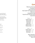 Contents page of Hearty Homestyle Soups And Stew Cookbook Featuring Darn Tasty Chili Chowder And Savory Broth Recipes.