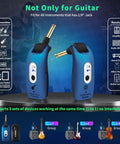 2.4GHz Wireless Guitar System For Electric Guitar And Bass With No Latency, 100 Ft Range, 270 Degree Rotatable Plug, Blue Kit