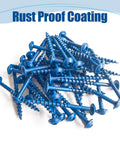 Exterior Pocket Hole Screws 8 By 1-1/4 Inch Coarse Thread Square Drive Washer Head Blue Coated Wood Screws 300 Count visible