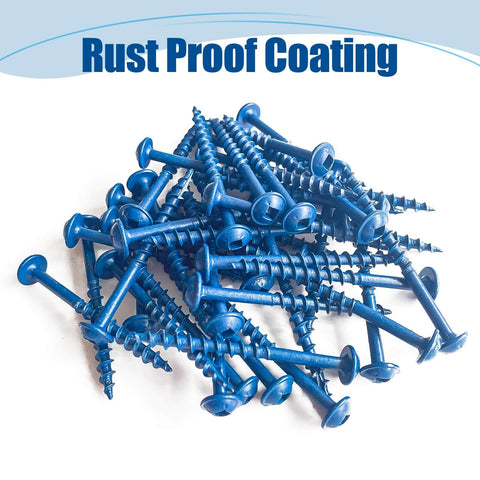Exterior Pocket Hole Screws 8 By 1-1/4 Inch Coarse Thread Square Drive Washer Head Blue Coated Wood Screws 300 Count visible