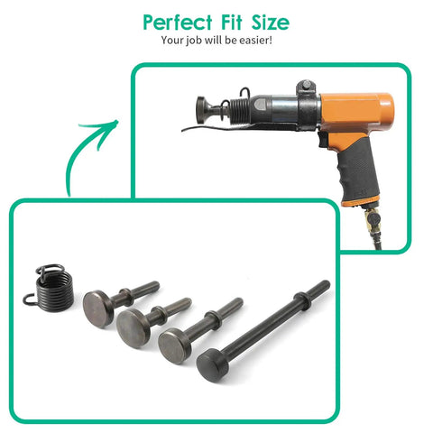 5 Piece Smoothing Pneumatic Air Hammer Chisel Bits Kit With 4 Pro Grade Bits And Spring Alloy Steel Set with Air Hammer