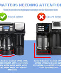 Pair of 12-cup coffee maker carafe replacement pots; left round-bottom, right square-bottom (black) for Flexbrew