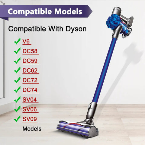 Quick Release Motorhead Cleaner for V6 and SV Series Cordless Vacuum Cleaners displayed with compatible model list