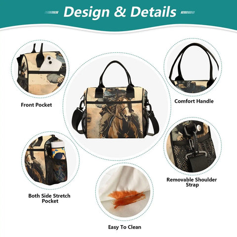 Design of Desert Dust Insulated Cooler Tote Lunch Bag With Detachable Shoulder Strap Premium Nylon Exterior