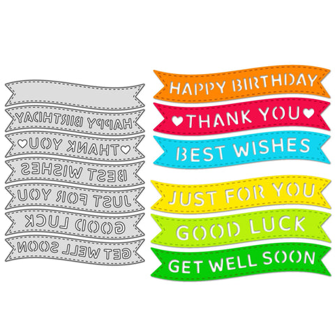 Banner Sentiment Scrapbooking Die Cuts Set with Layered Stitching Frame Dies for Card Making and Paper Crafts