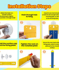 Installation steps for 15-Foot Build-Your-Own Creative Race Track Set For Kids with suction cup attachment visuals