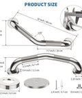 Tough As Nails Heavy Duty 16 Inch Angled Shower Grab Bars 2 Pack with detailed measurements and features, stainless steel construction.
