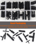 MINIMARU 119-PCS nylon automotive vacuum hose connector set in a clear organizer, 14 sizes, black