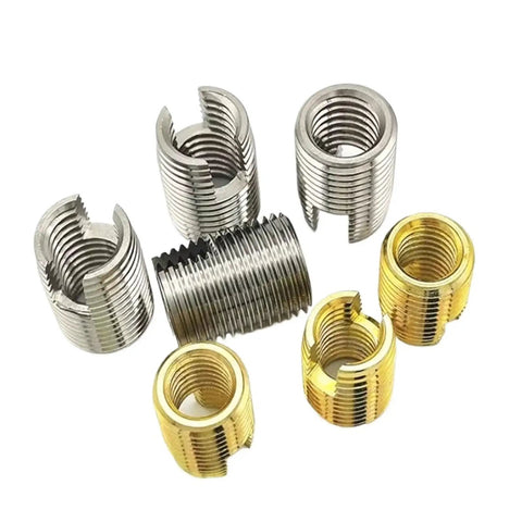 Snag A Solid Fix With These Cool Self Tapping Thread Inserts For M2 To M16 Repair, showing silver and gold helical coils.