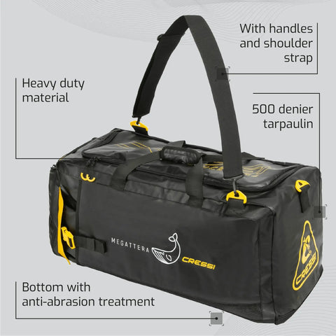 Megattera 110L Beefy Waterproof Duffel Bag For Outdoor And Water Sports with adjustable shoulder strap and anti-abrasion bottom