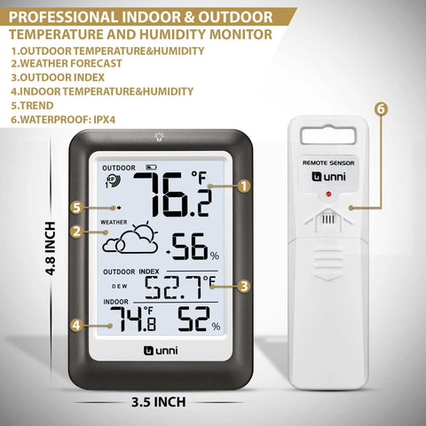 Dope Wireless Indoor Outdoor Thermometer Weather Station With Remote Sensor Temperature Humidity Monitor Battery Powered