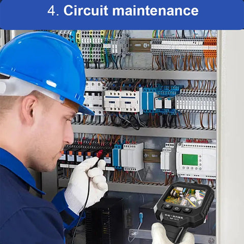 Handheld Endoscope Camera With 2.8 Inch IPS Display And Eight LEDs, Digital Borescope for plumbing checks in use by technician in circuit maintenance.