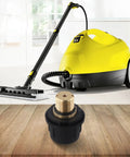 Brass Safety Valve Replacement For Karcher SC1 SC2 CTK10 SC2D Steam Cleaners and yellow steam cleaner in background