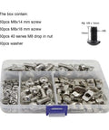 Complete M8 Hardware Kit For 4040 And 4080 Aluminum Extrusion Profiles, image of 60 hex socket bolts, M8 T nuts, washers in box