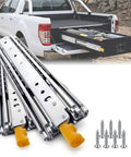 3 Fold Full Extension Drawer Slides With Lock 76mm Wide Side Mount Ball Bearing Rails Heavy Duty 500 Lb Load Capacity
