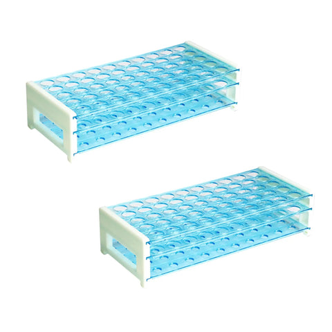 Two Pack Detachable Plastic Tube Rack With 50 Hole Test Tube Holder For Classroom And Lab, Durable Polystyrene, Holds Tubes Up To 17mm Diameter