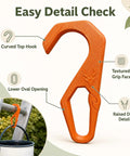 Orange Ladder Hook For Wall Painting And Home Maintenance Hang Paint Cans And Small Tools On A Ladder Rung With A Curved Top Over The Rung And A Lower Opening For Quick DIY Fixes And Clean Worksite Organization. Orange plastic ladder hook with textured grip and lower oval opening.