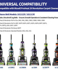Replacement Belt Set For ProHeat 2X Revolution Pet Pro Carpet Cleaner Fits 1986 1548 1551 2007 1964 2007P Replaces 1611129 1611130 Includes Brush And Gear Belts Two Pack Easy Install compatibility chart with various ProHeat models shown below
