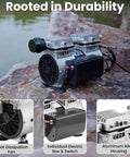 Heavy Duty Pond Aerator With 5.2 CFM For Ponds And Lakes Up To 3 Acres, 3/4 HP Compressor with aluminum alloy housing.